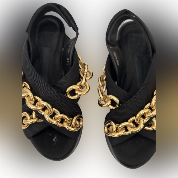 Burberry Canvas Chain-Link Accents Slingback Sandals - Picture 4 of 6